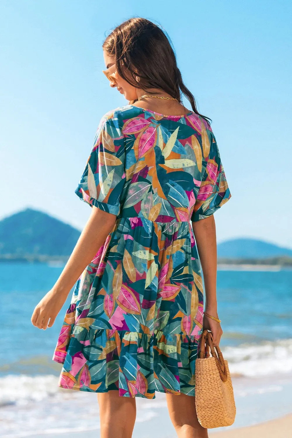 Soft Tropics Short Sleeve Mini Dress