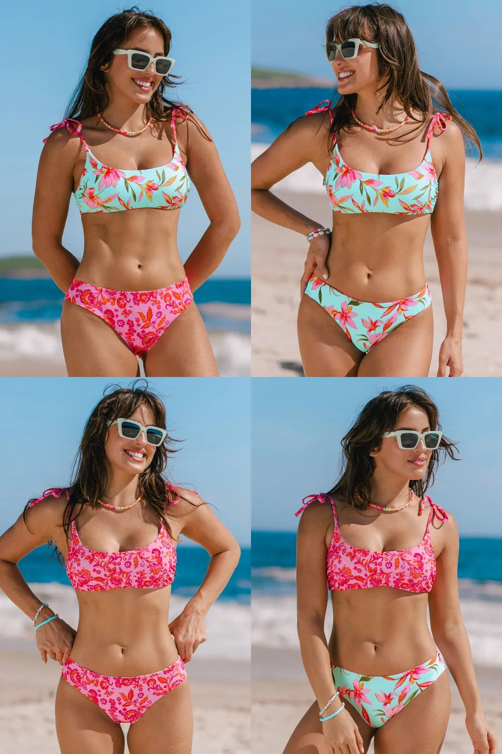 Sunrise Flora Reversible Scoop Bikini Top & Standard Bottoms Set