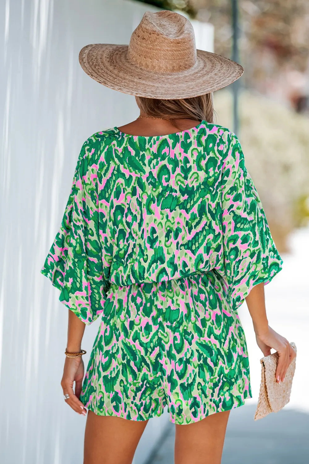 Abstract Print Drawstring Romper