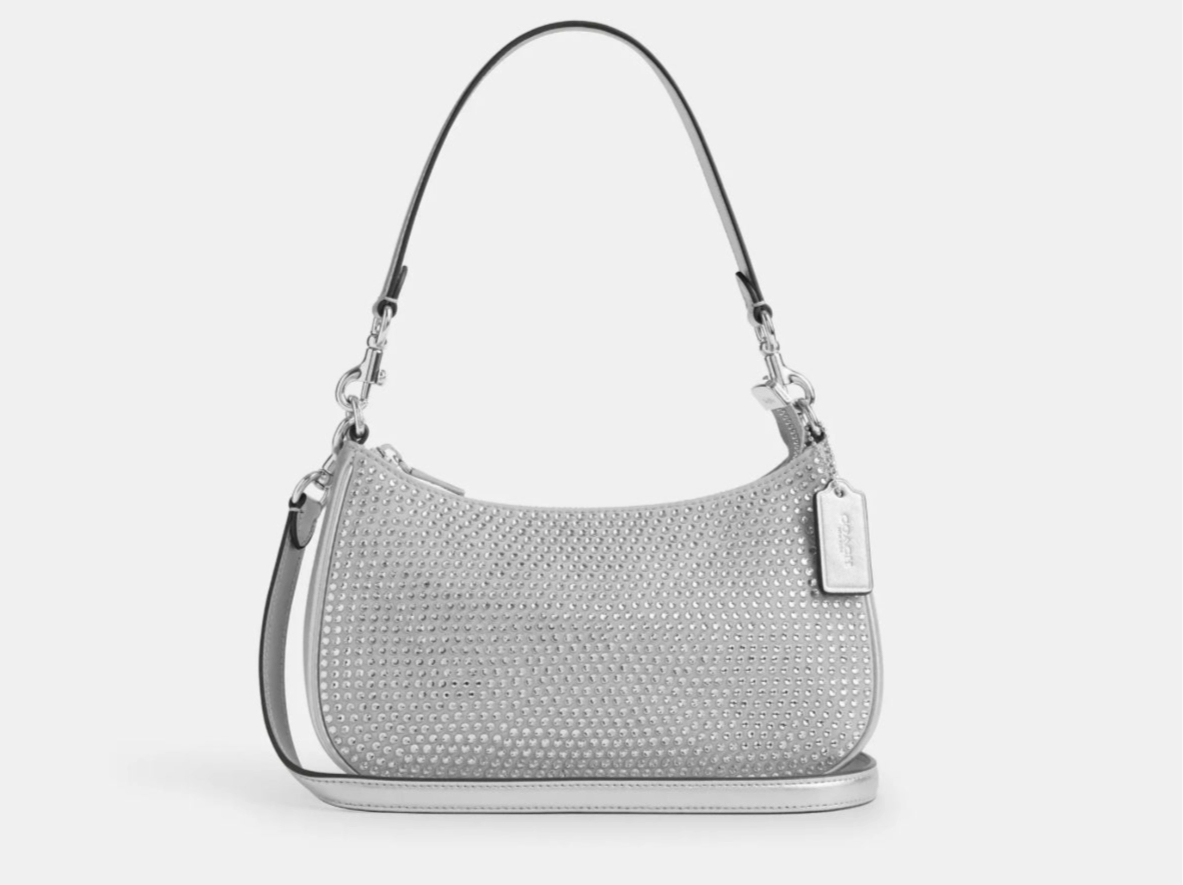 Coach Teri Shoulder Bag With Crystal In Silver
