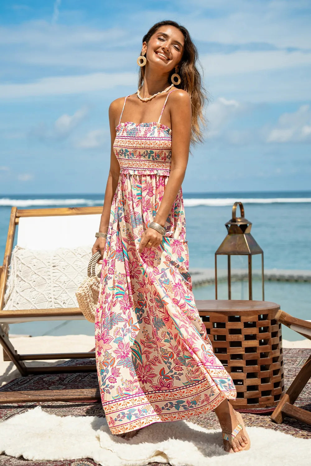 Papaya Punch Floral Maxi Dress