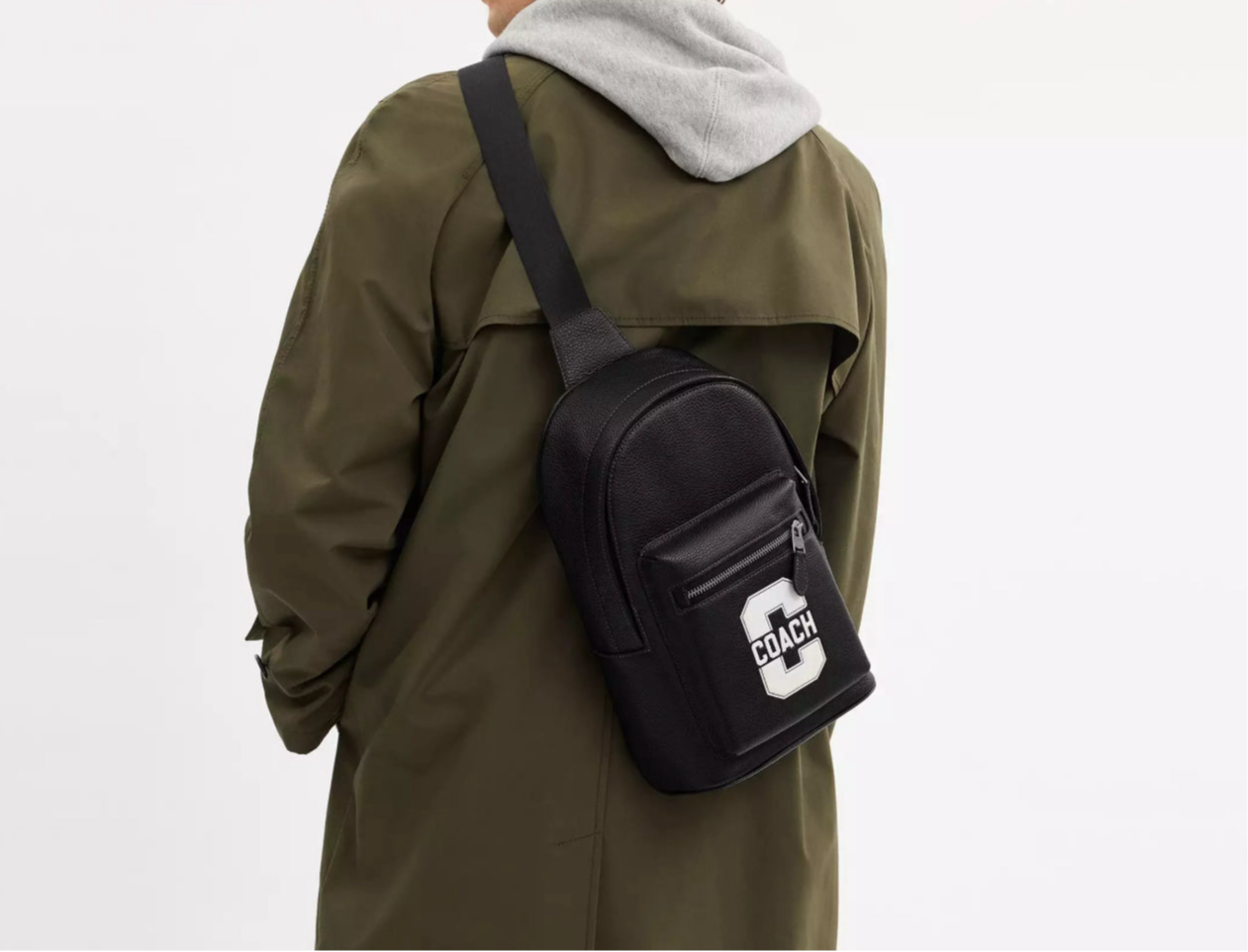 Coach Men’s Leather West Pack with Varsity Motif In Black