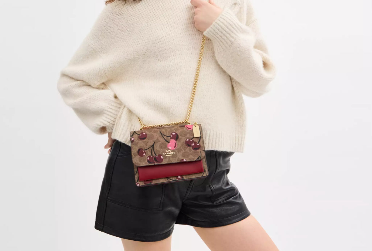 Coach Mini Klare Crossbody In Signature Canvas & Leather Cherry Print