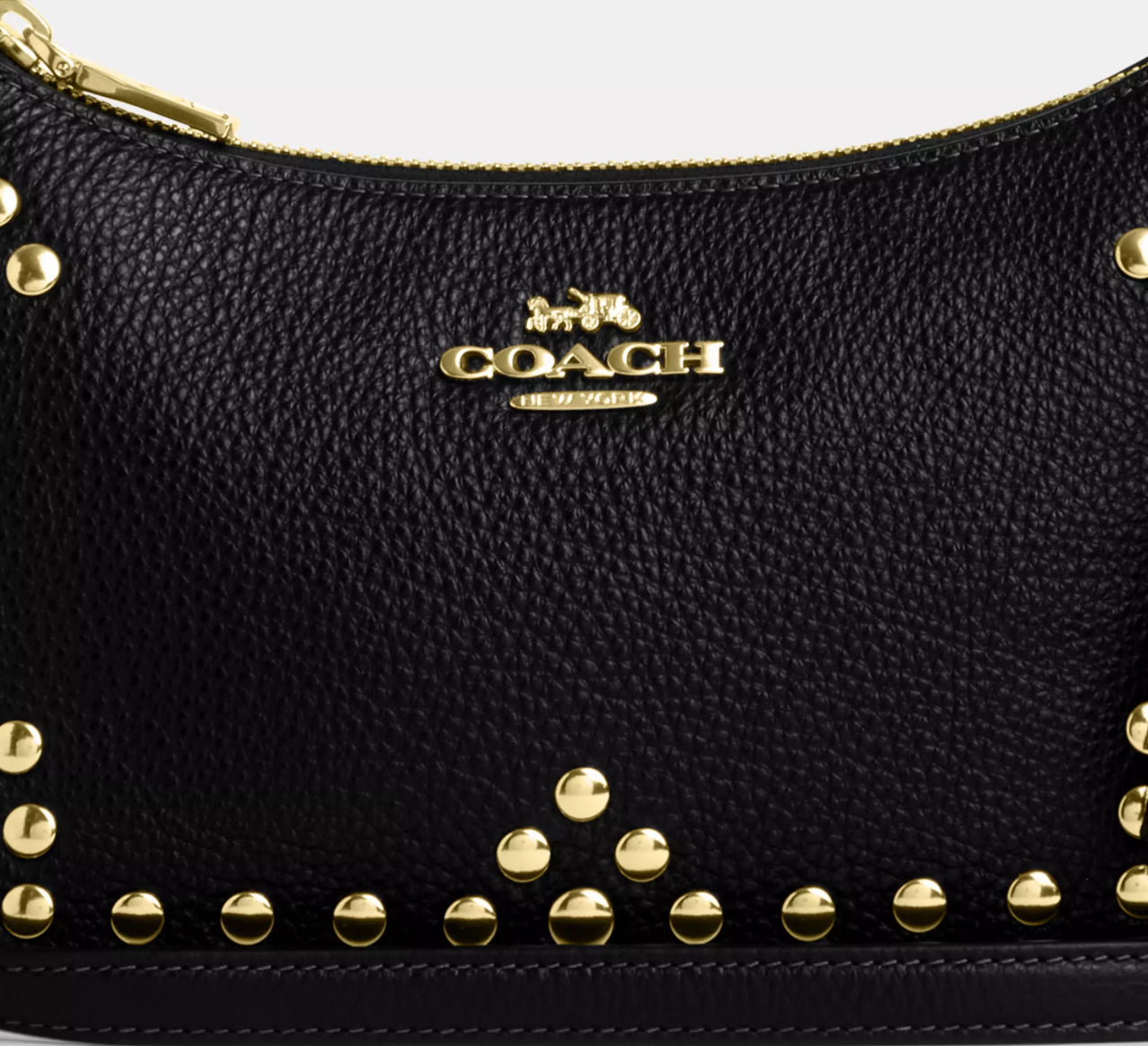 Coach Leather Teri Shoulder Bag With Rivets In Black