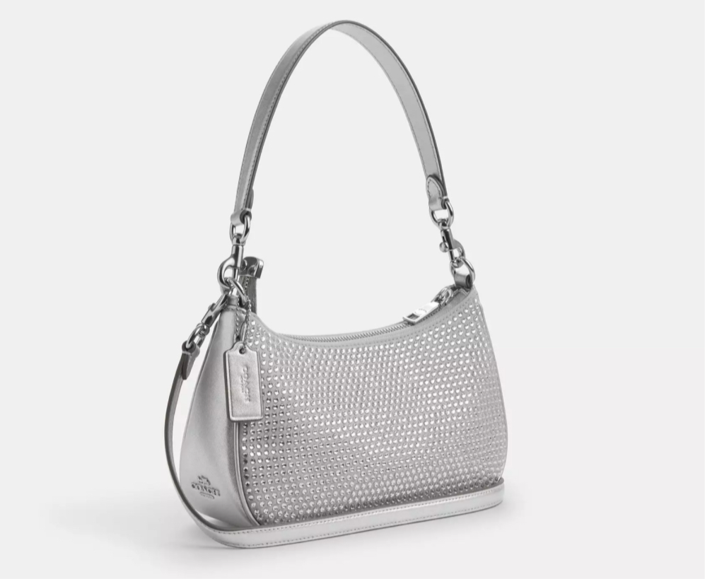 Coach Teri Shoulder Bag With Crystal In Silver