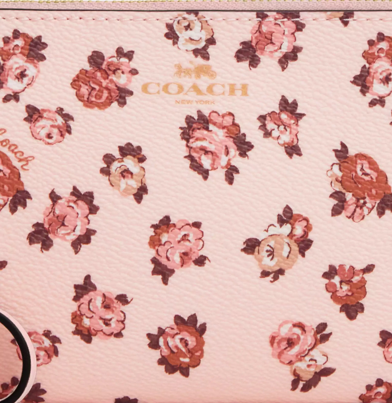 Coach Corner Zip Wristlet With Rosette Print