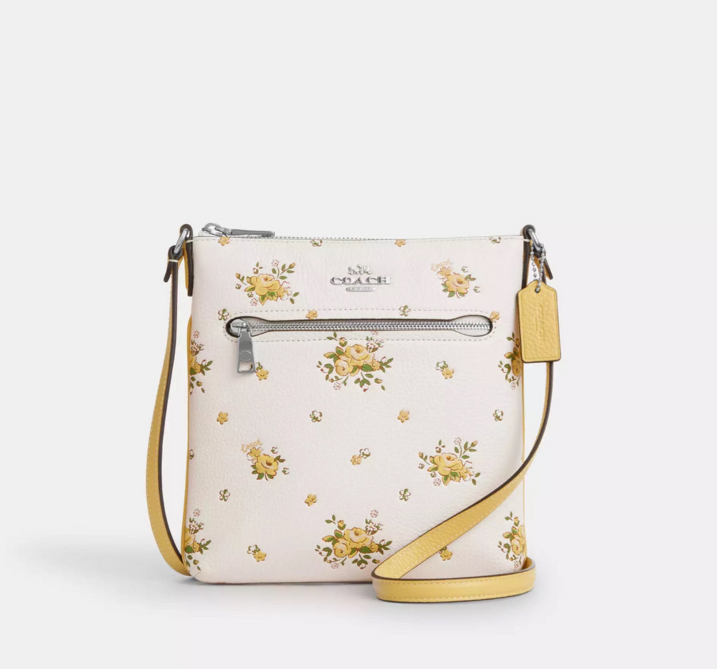Coach Mini Rowan Leather File Bag With Floral Print