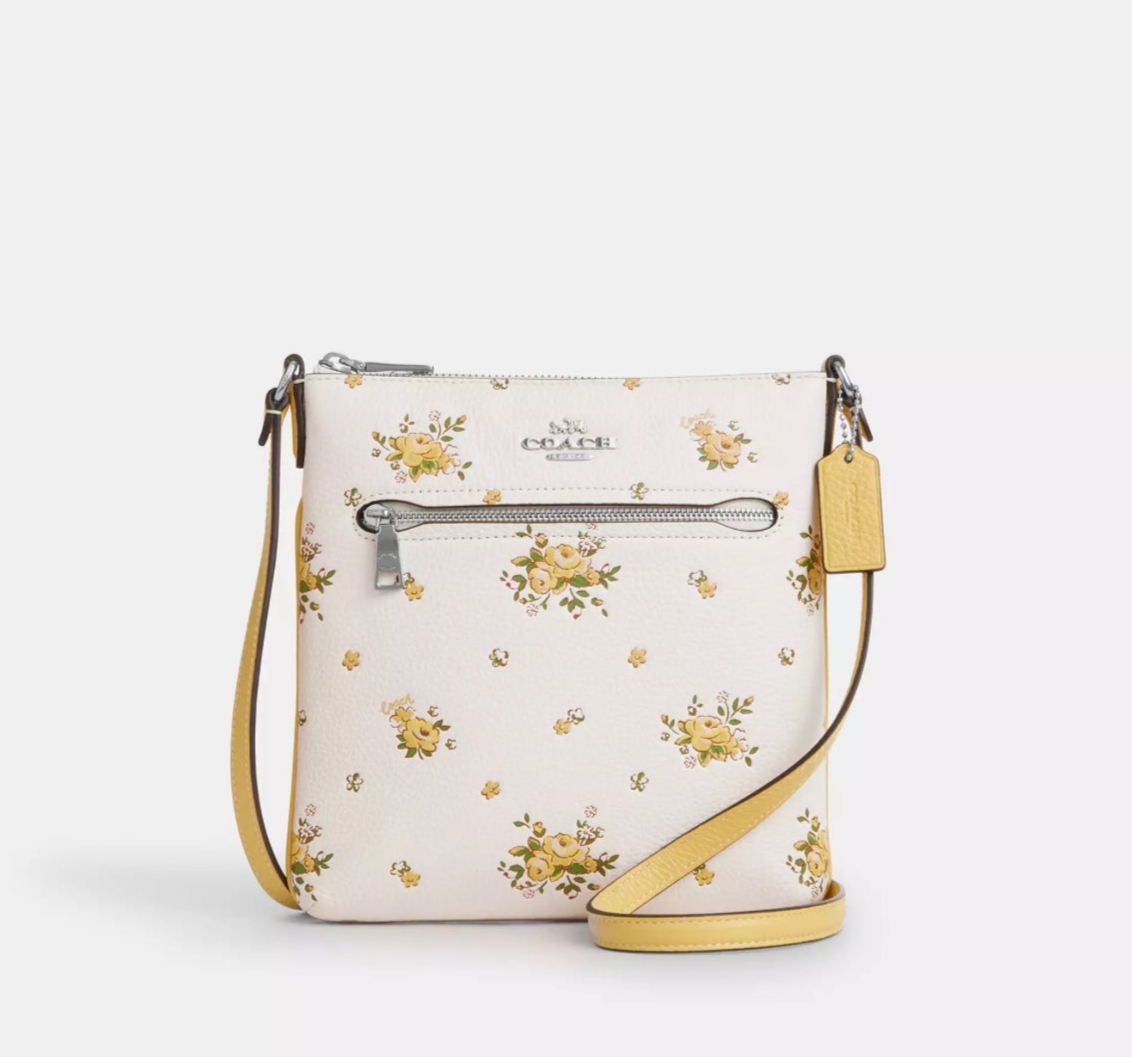Coach Mini Rowan Leather File Bag With Floral Print