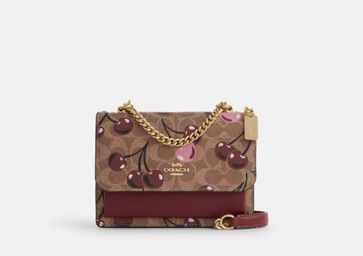 Coach Mini Klare Crossbody In Signature Canvas & Leather Cherry Print