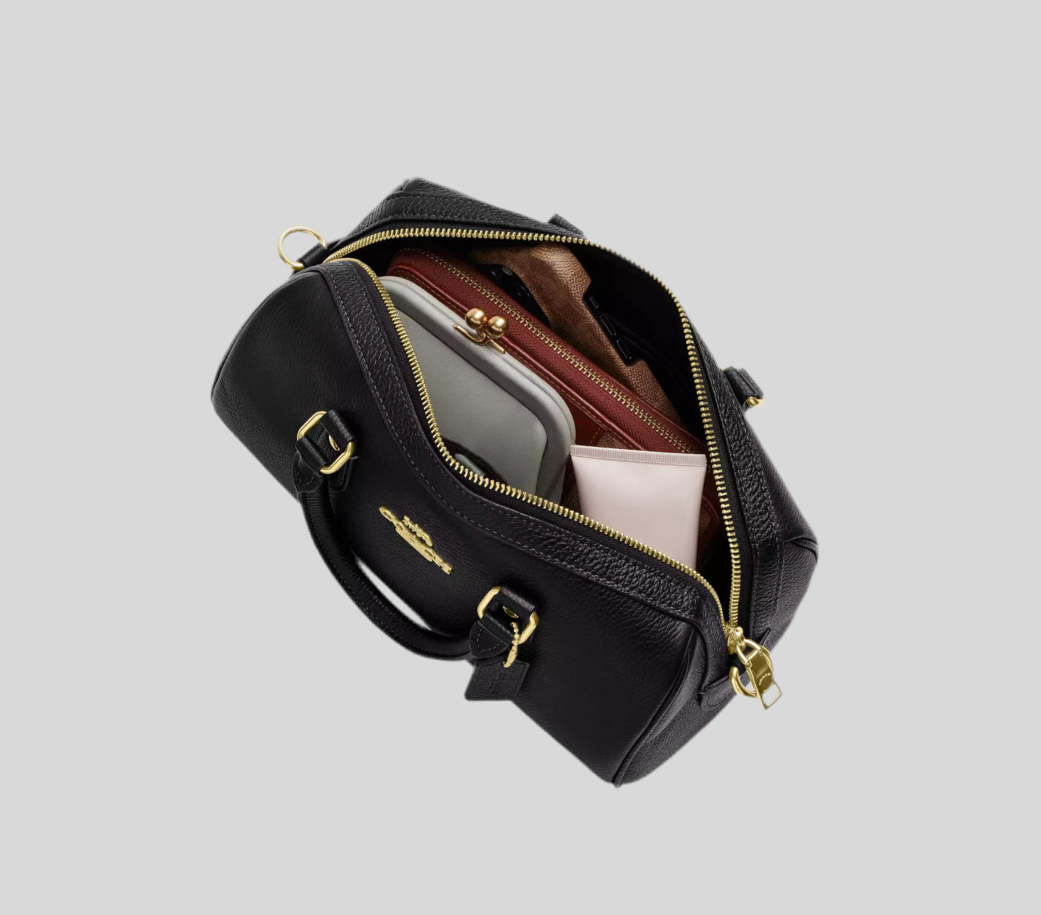 Coach Rowan LONG Satchel Leather Bag In Gold/Black