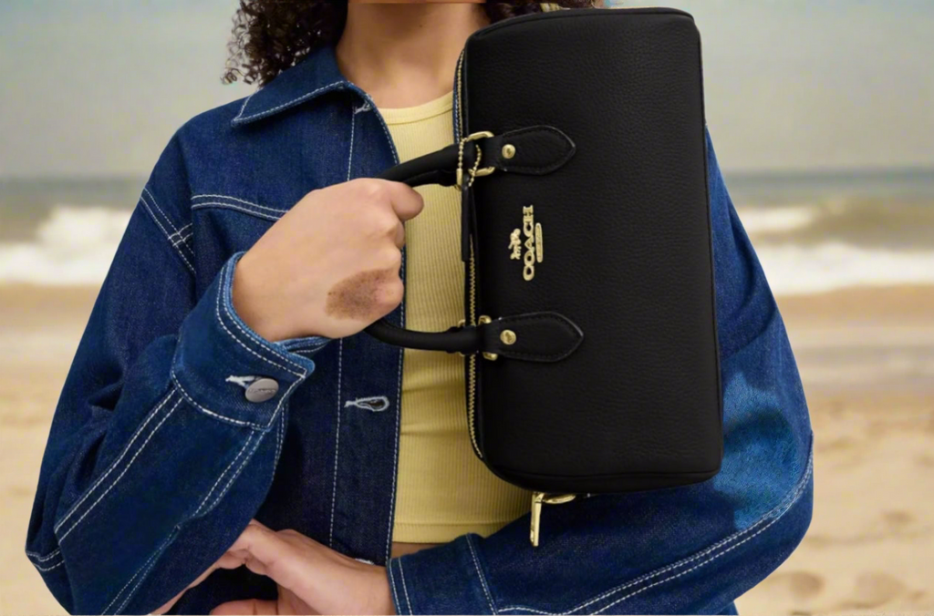 Coach Rowan LONG Satchel Leather Bag In Gold/Black