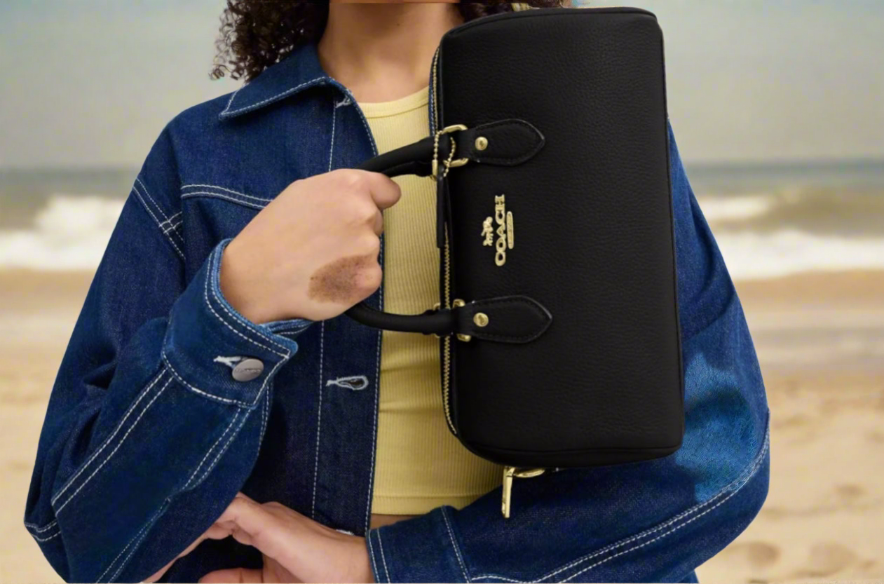 Coach Rowan LONG Satchel Leather Bag In Gold/Black