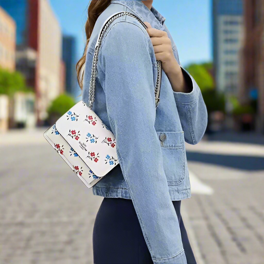 Coach Leather Mini Klare Crossbody Bag With Floral Print