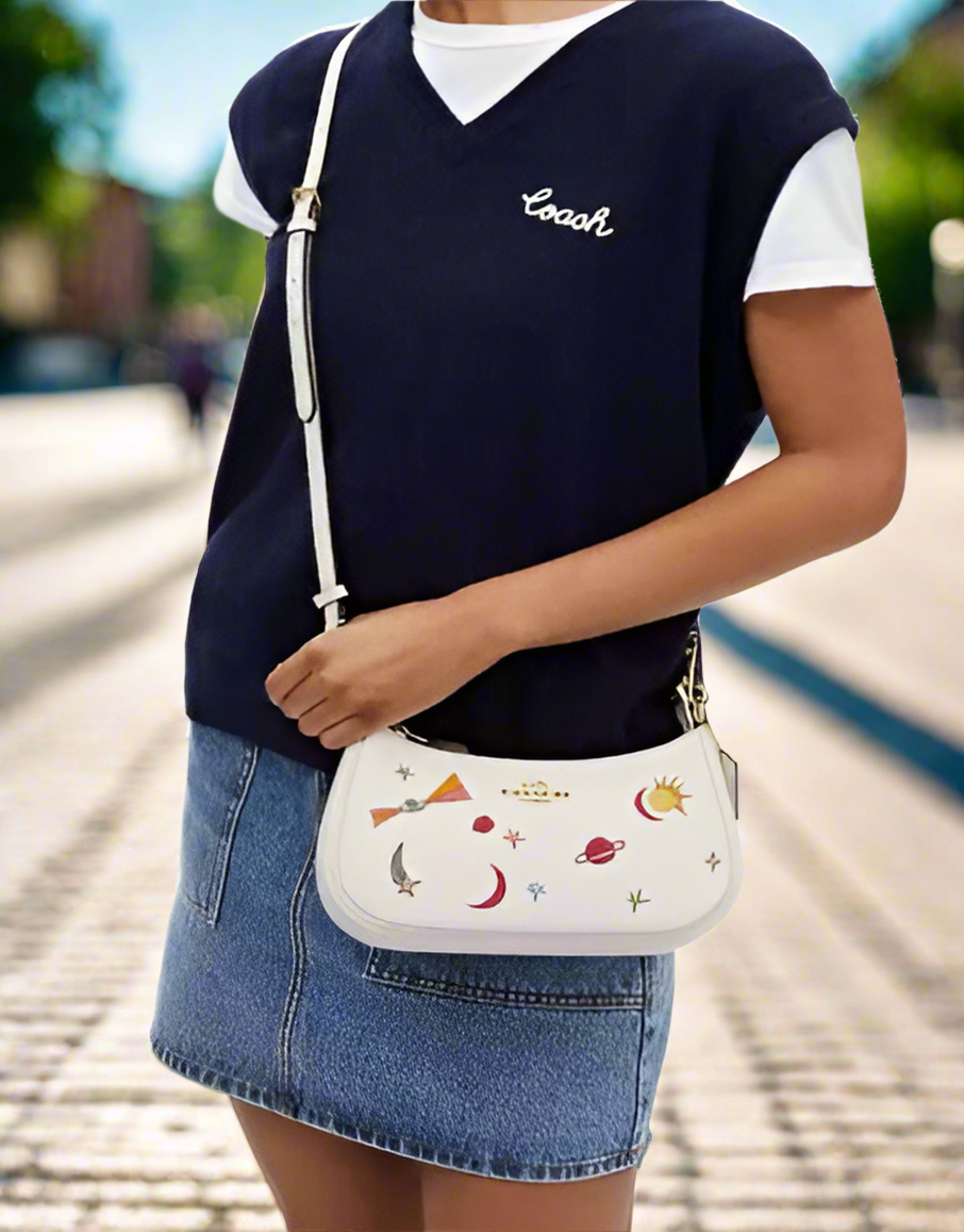 Coach X Observed By Us Leather Teri Shoulder Bag In Chalk/ Multi