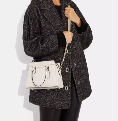 Coach Mini Darcie Carryall In Gold/Chalk With Signature Canvas Strap