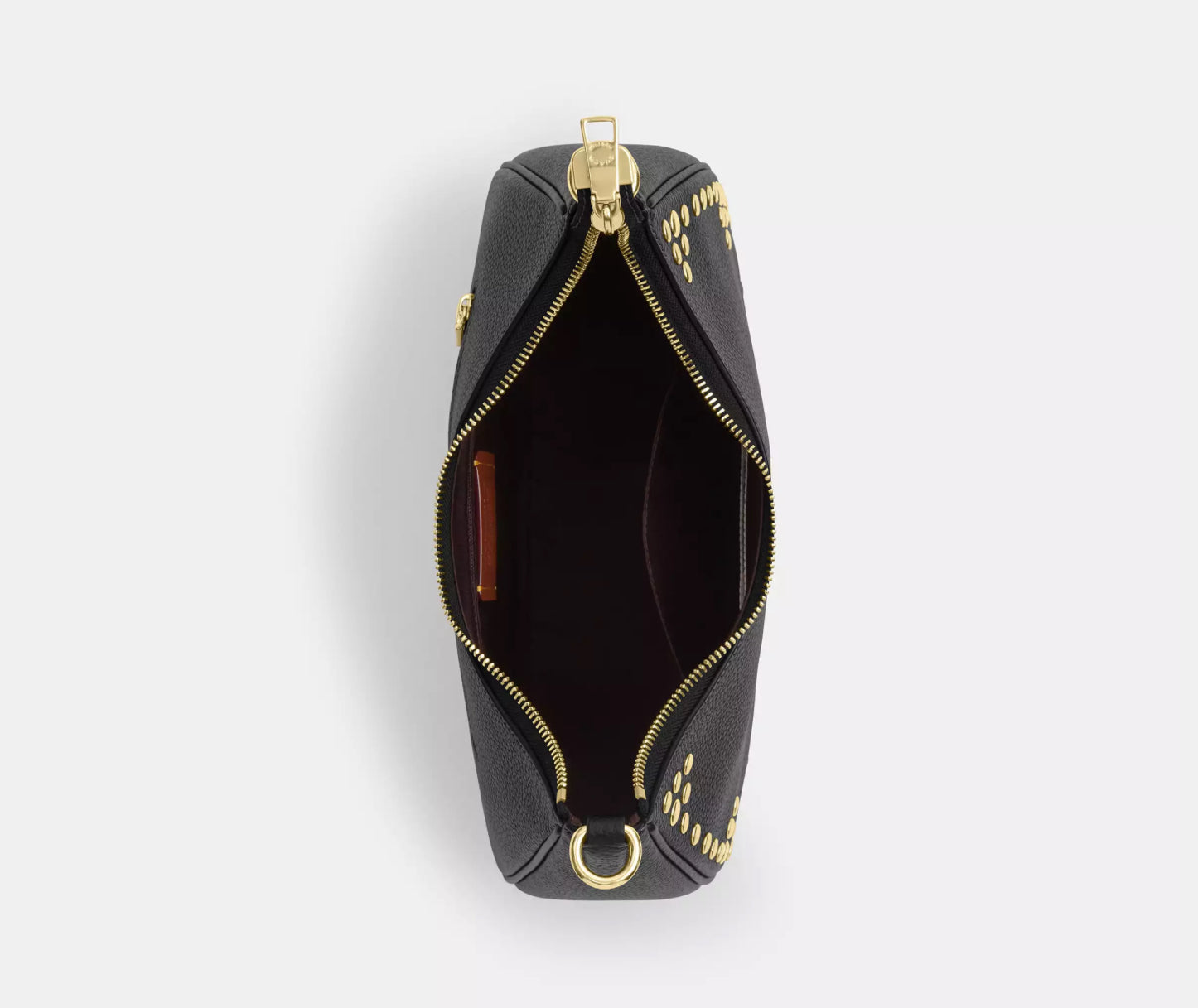 Coach Leather Teri Hobo Bag With Rivets In Gold/Black
