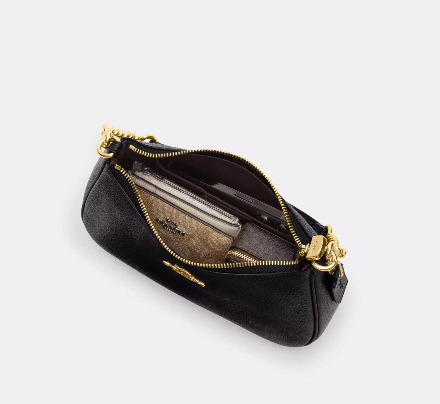 Coach Leather Teri Shoulder Bag With Rivets In Black