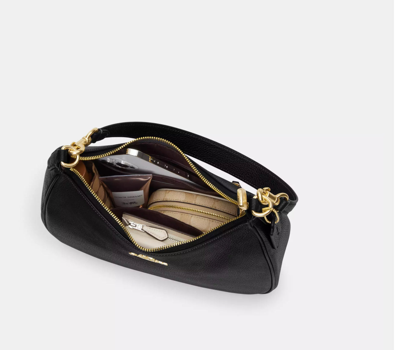 Coach Leather Teri Hobo Bag With Grommets In Gold/Black