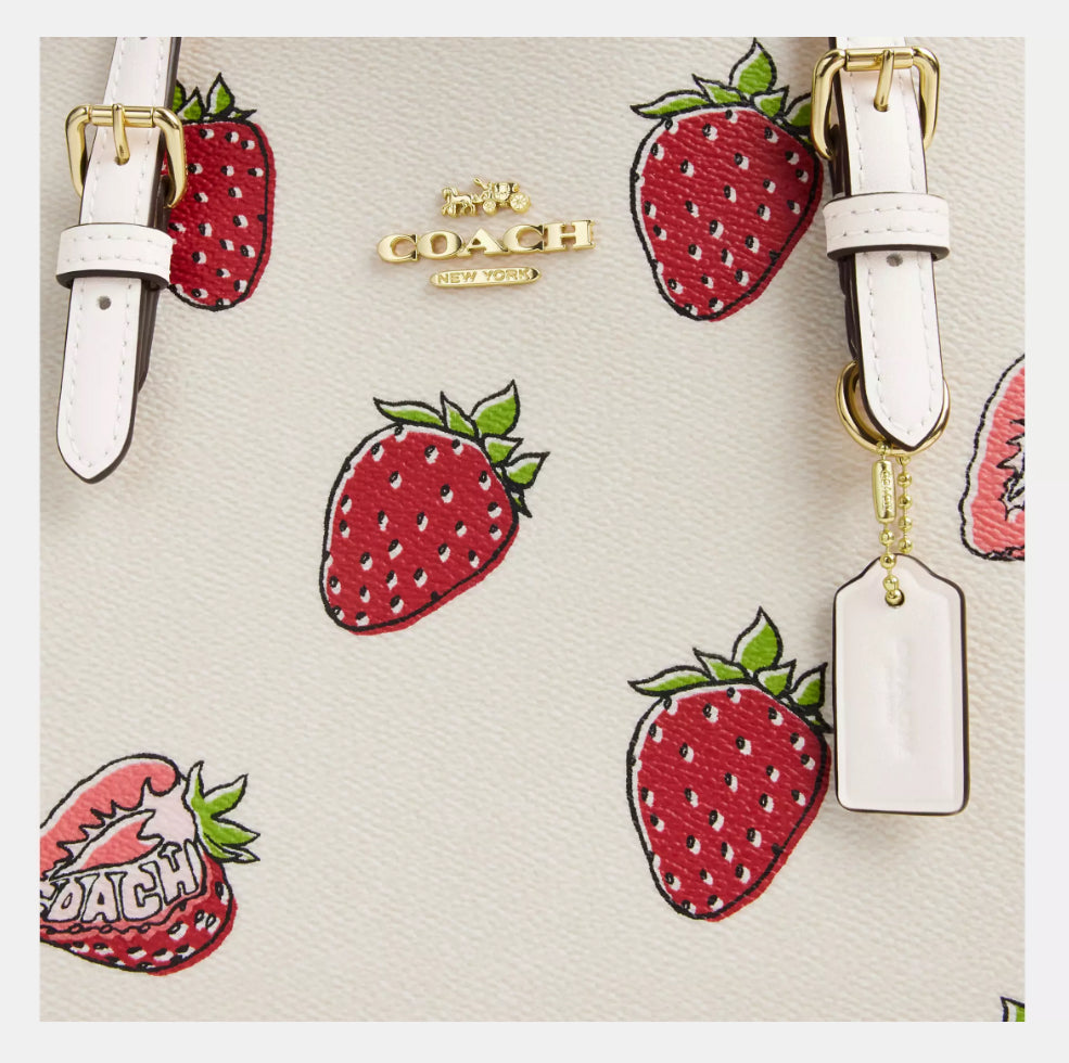 Coach Mollie Tote Bag 25 With Strawberry Print