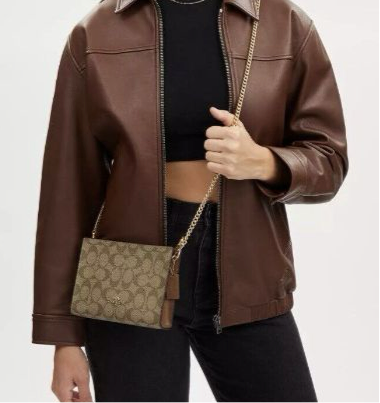 Coach Slim Crossbody in Signature Canvas & Leather In Khaki/Brown