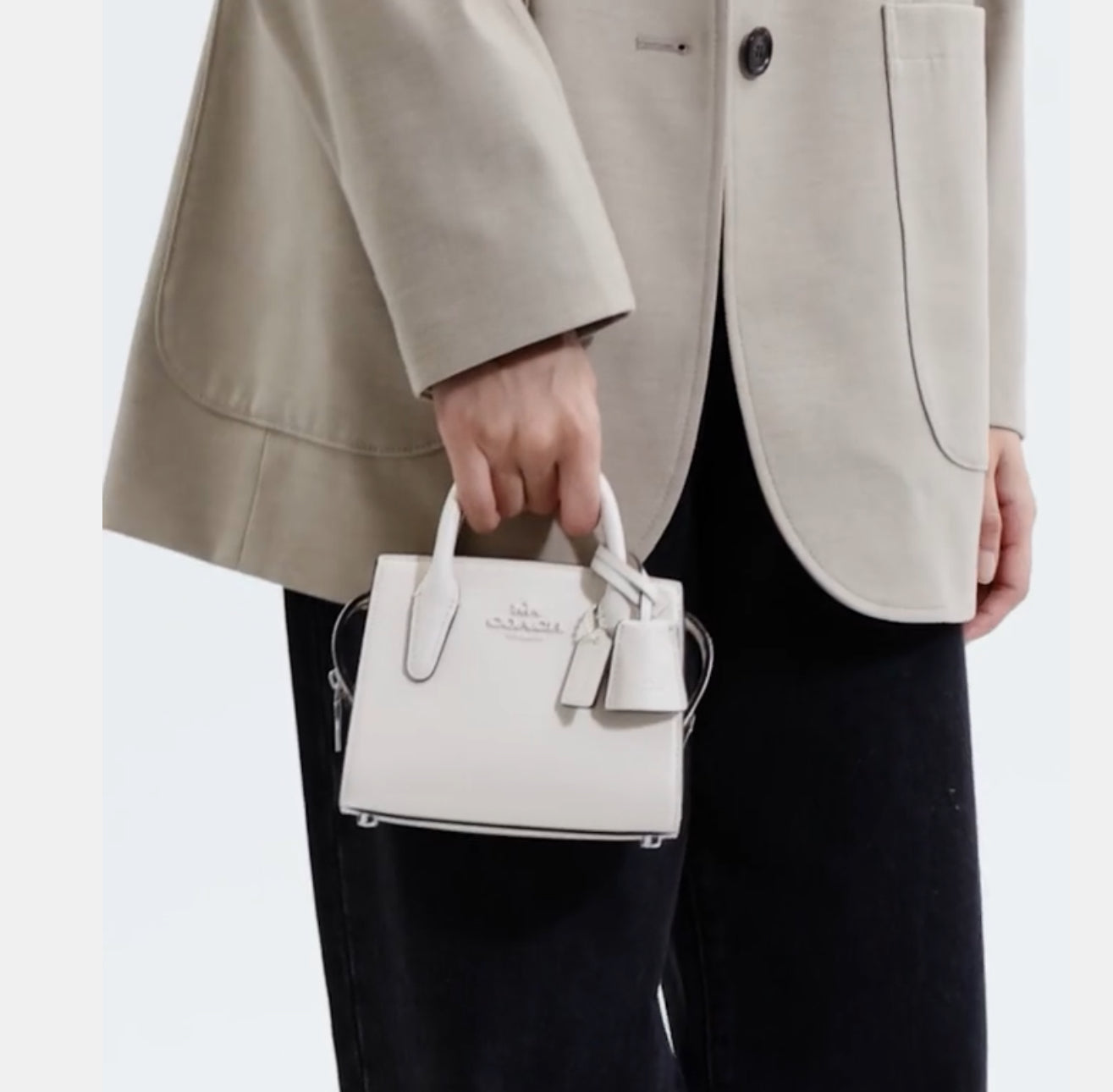 Coach Mini Andrea Carryall Leather Crossbody In Chalk