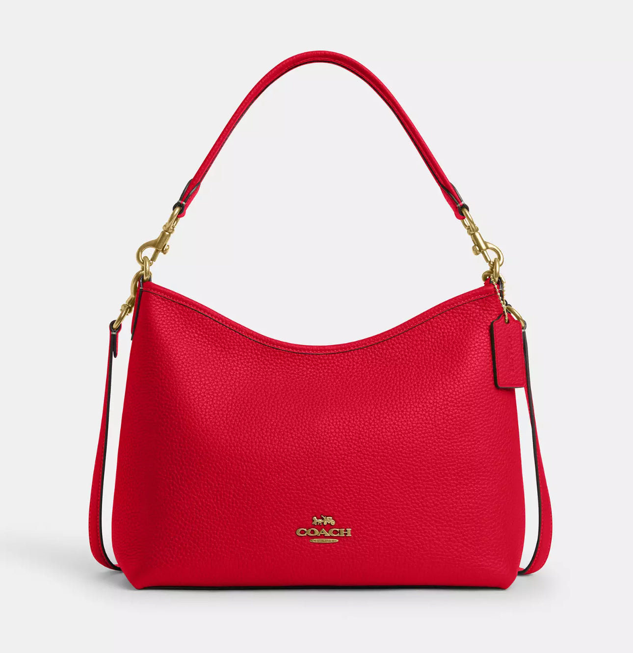 Coach Leather Laurel Shoulder Bag In Gold/Red