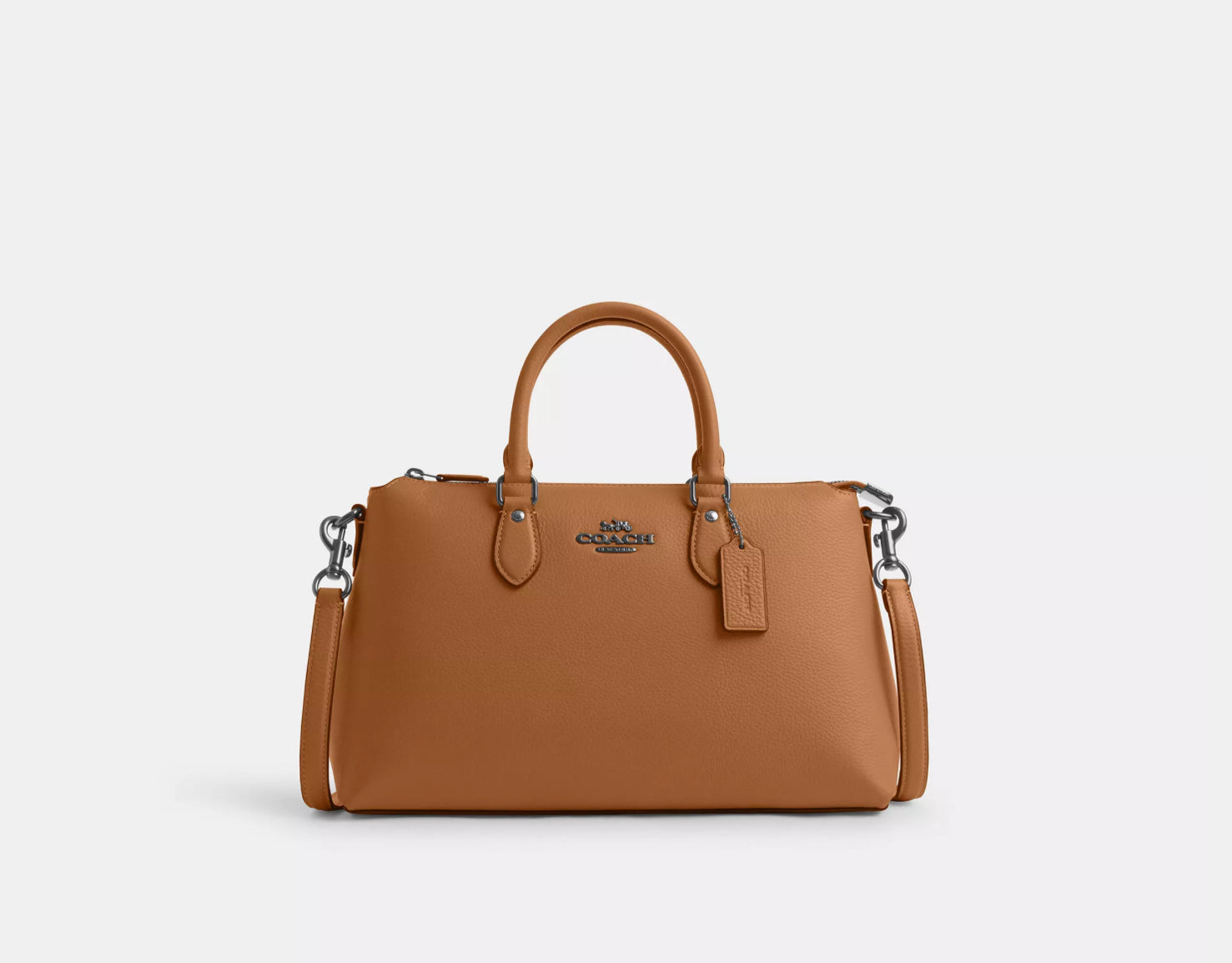 Coach Leather Georgia Sachel Convertible Bag In Silver/Light Saddle