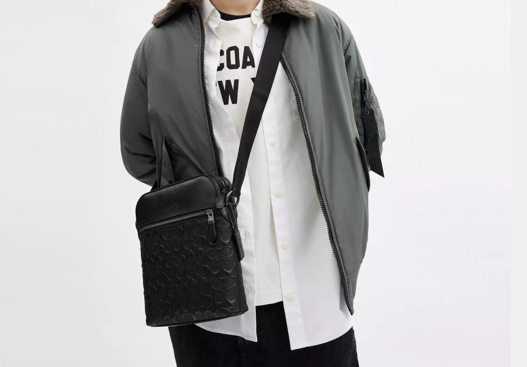 Coach Huston Flight Bag In Signature Leather Black