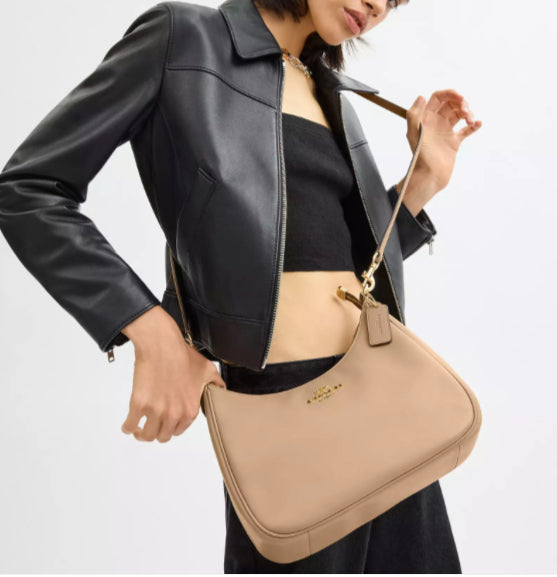Coach Leather Teri Hobo Bag In Gold/Tan