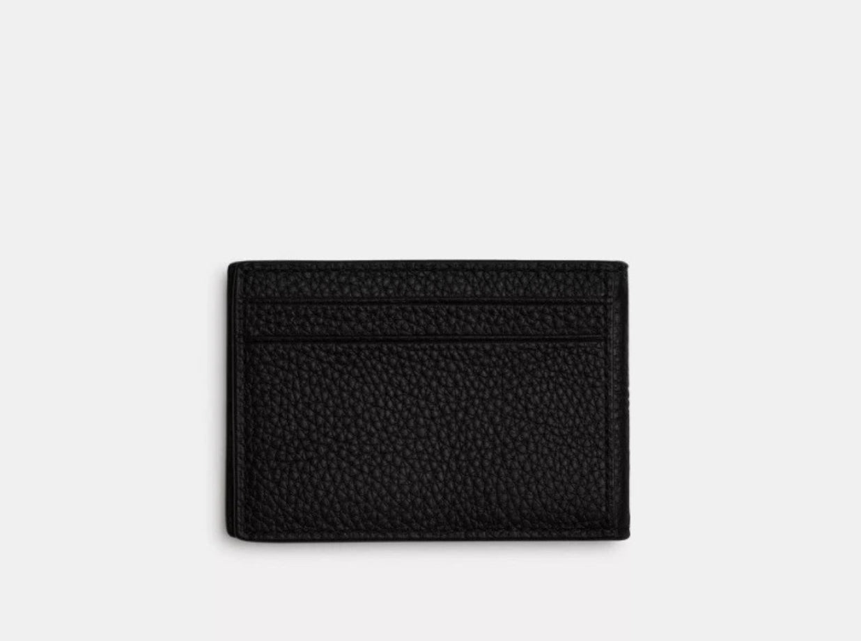 Coach Men’s Compact Billfold Wallet in Refined Pebble- Black