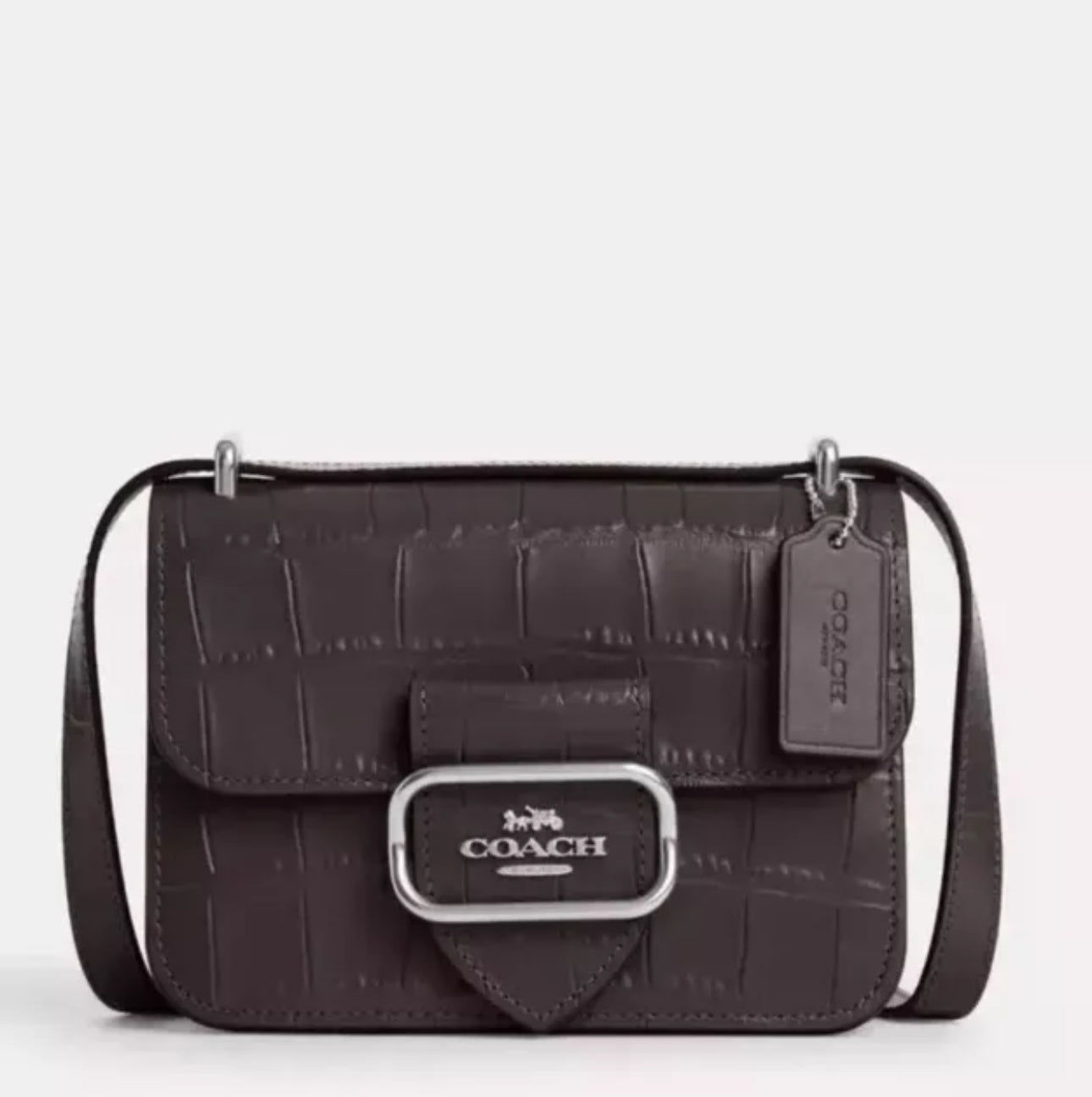 Coach Morgan Square Crossbody Bag Amethyst In Croc Embossed & Smooth Leather