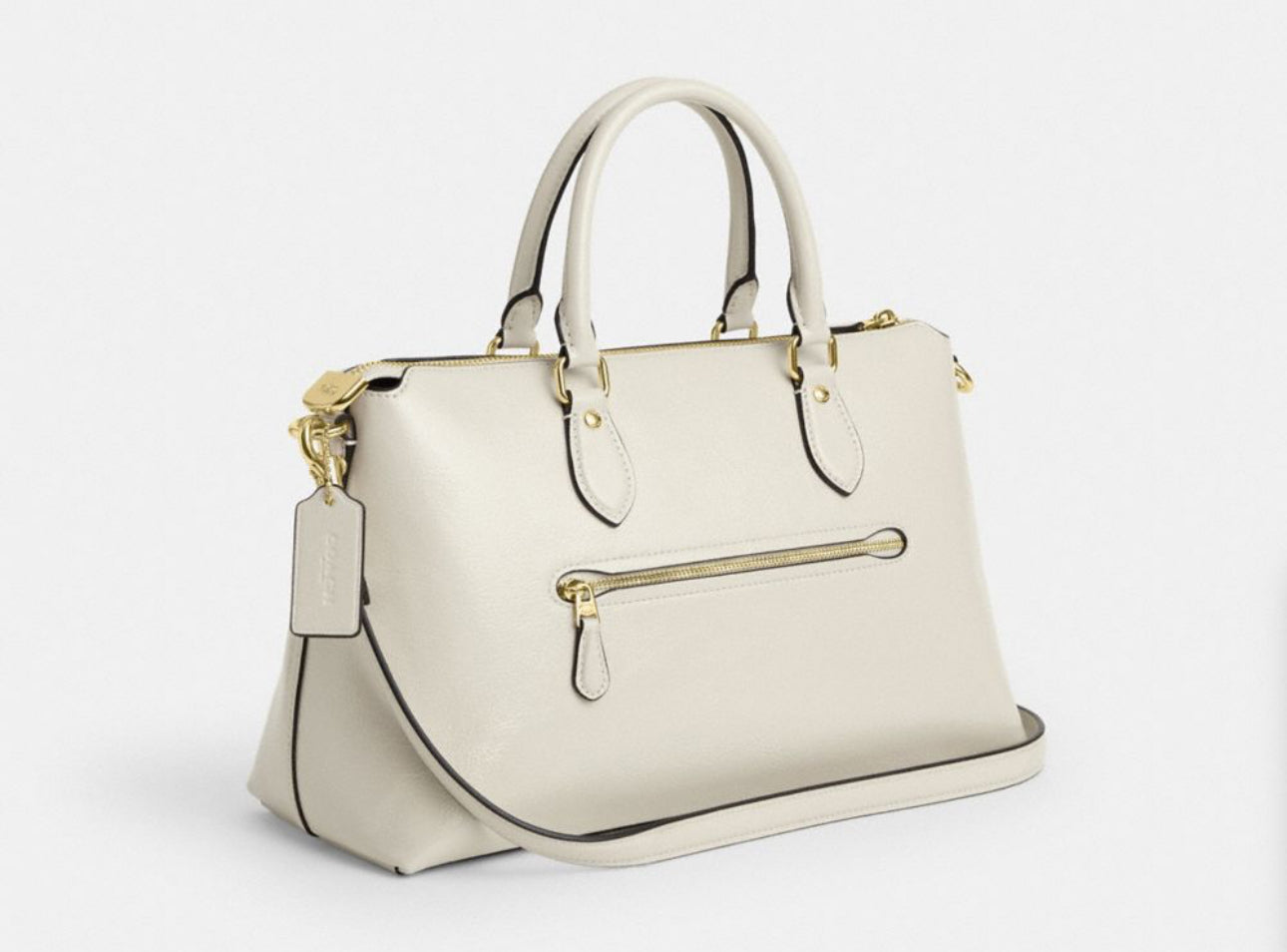 Coach Georgia Satchel Bag In Patent Leather Gold/Pearl