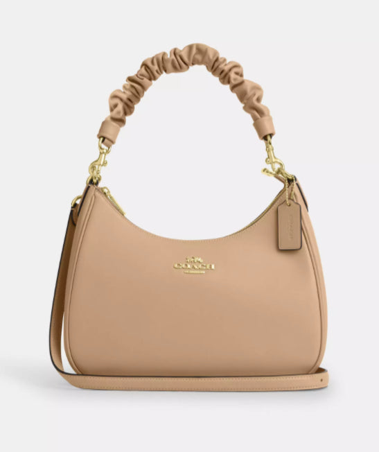 Coach Leather Teri Hobo Bag In Gold/Tan