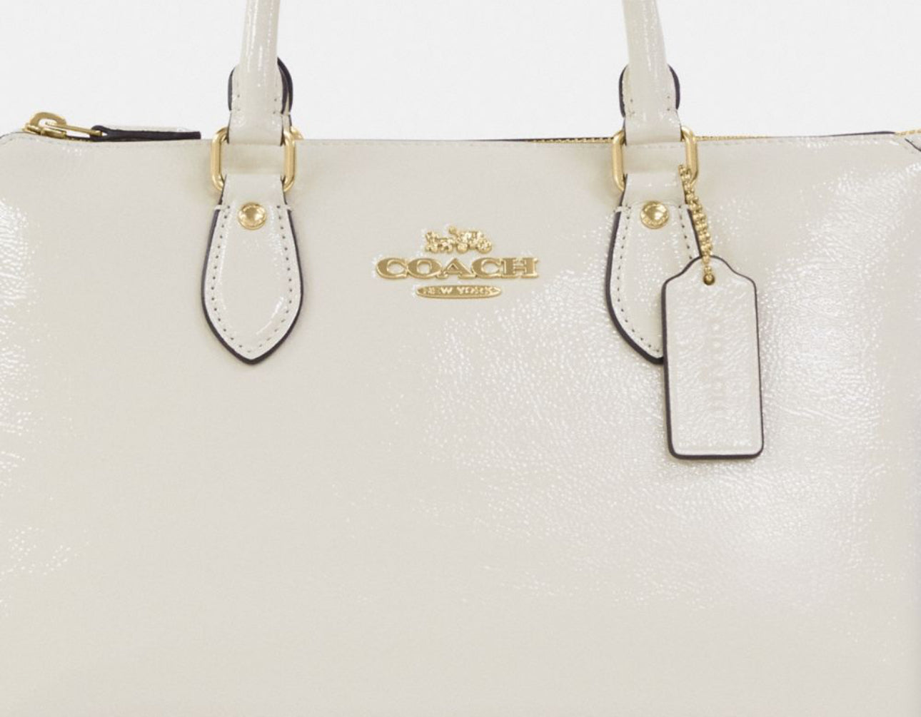 Coach Georgia Satchel Bag In Patent Leather Gold/Pearl