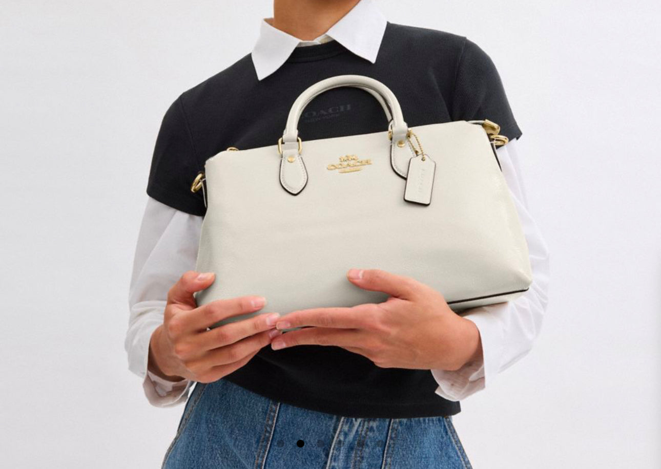 Coach Georgia Satchel Bag In Patent Leather Gold/Pearl