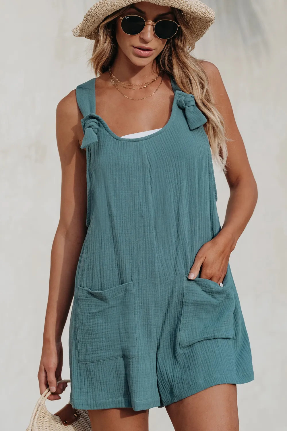 Patch Pocket Pinafore Romper