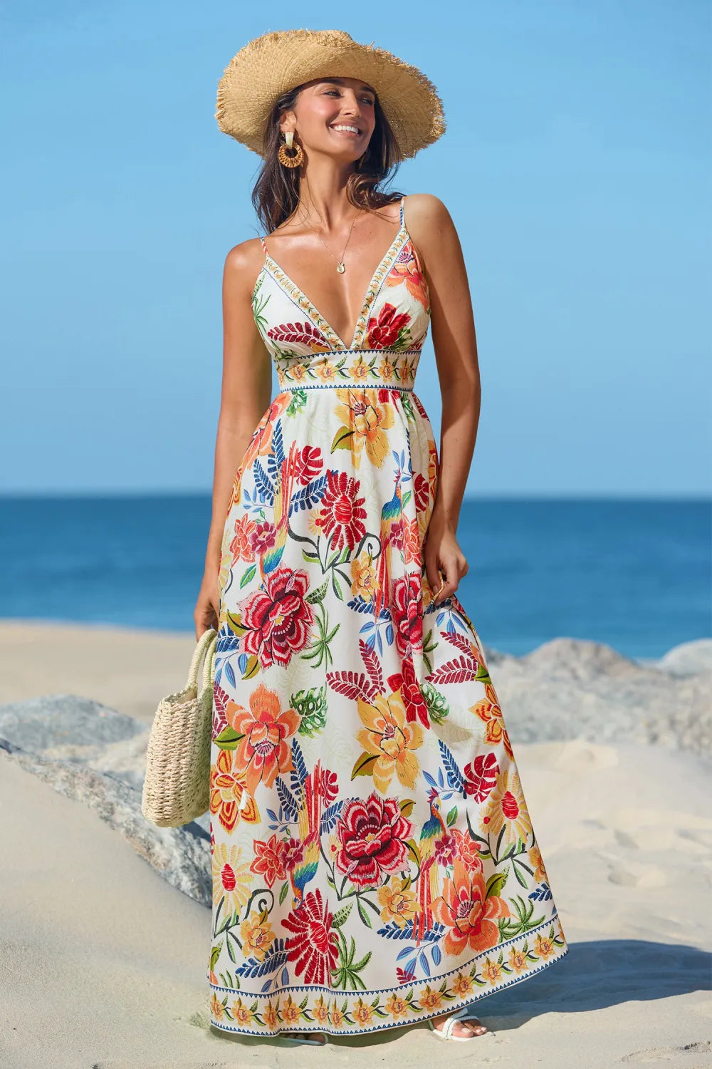 Vibrant Oasis Tropical Maxi Dress
