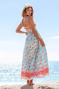 Pastel Boho Paisley Maxi Dress