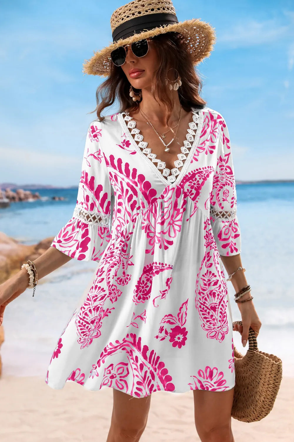 Floral Paisley Print Lace Dress
