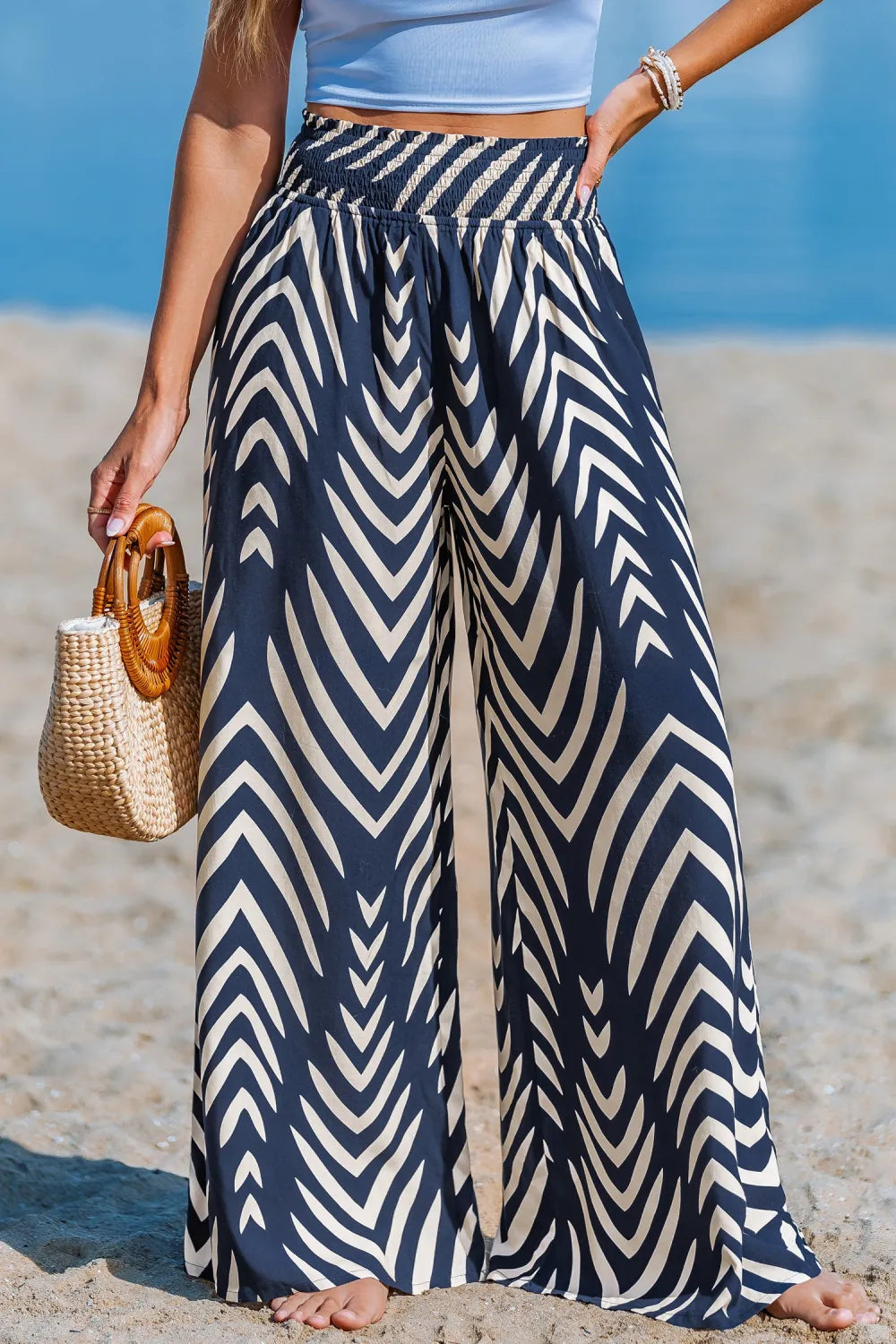 Tranquil Wave Abstract Cover-Up Pants