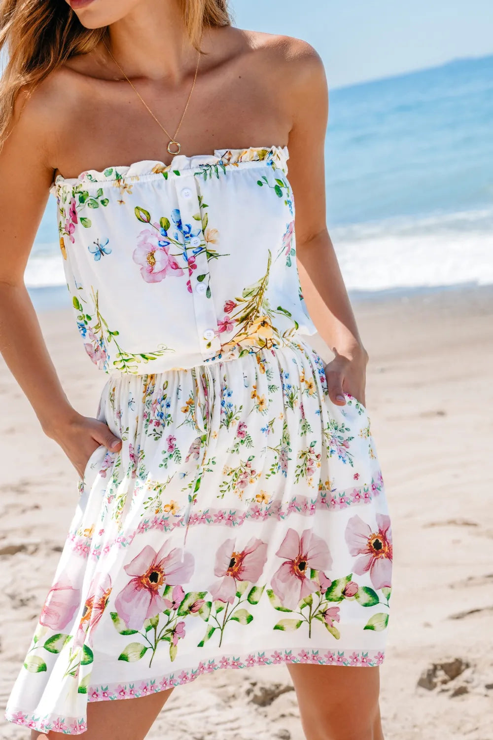 Floral Print Tie Waist Mini Dress