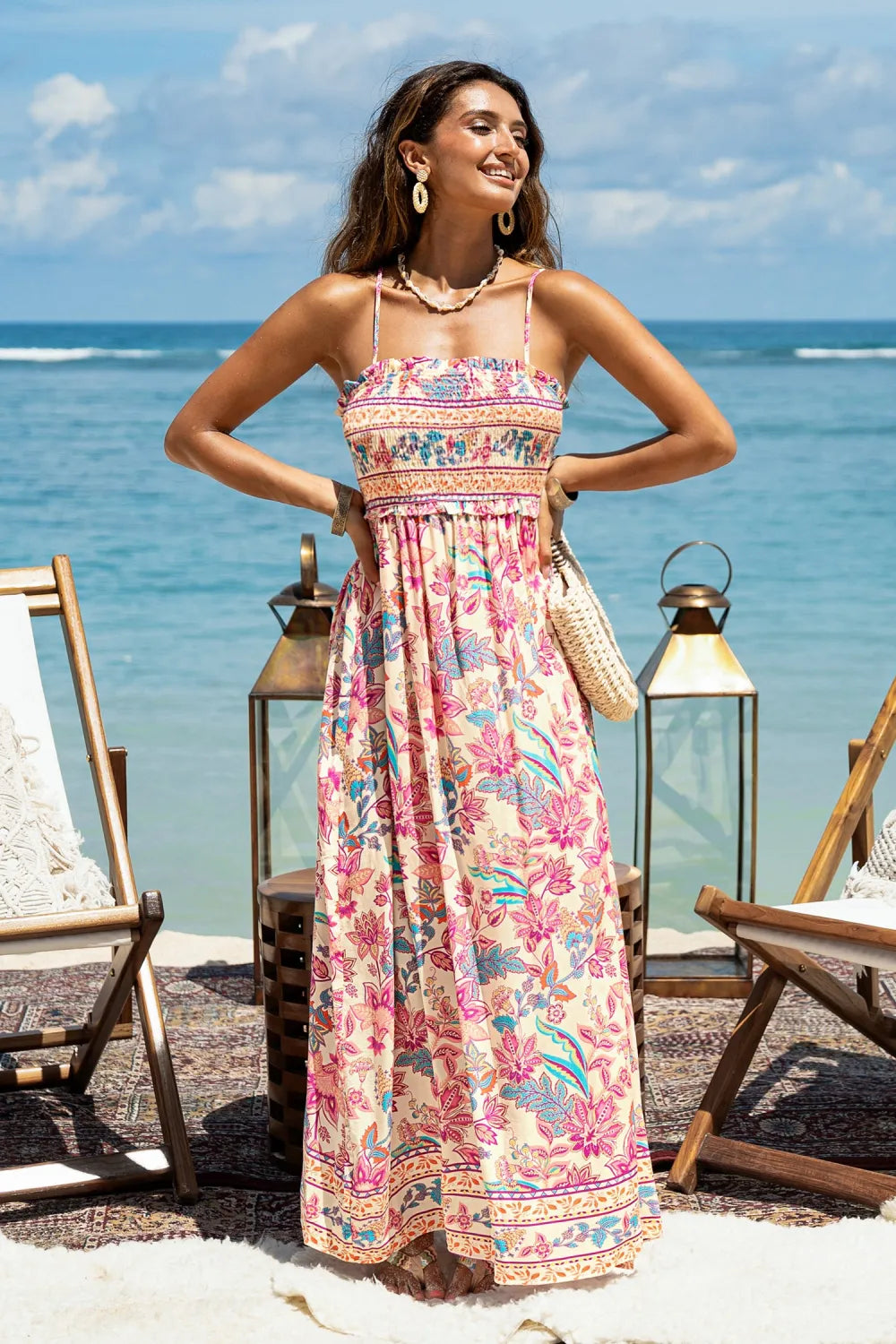 Papaya Punch Floral Maxi Dress