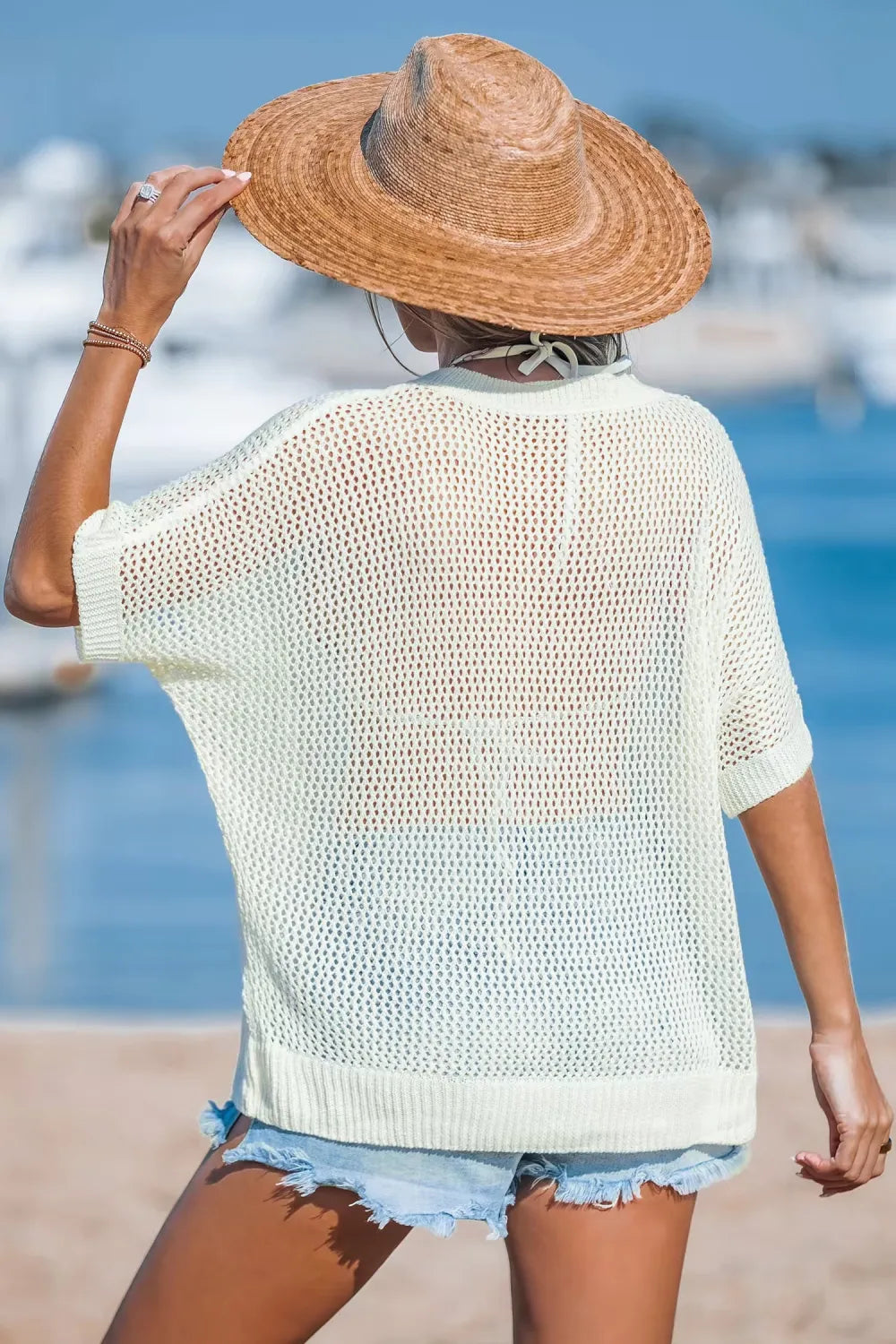 Fresh Florals Short Sleeve Knit Cover-Up Top