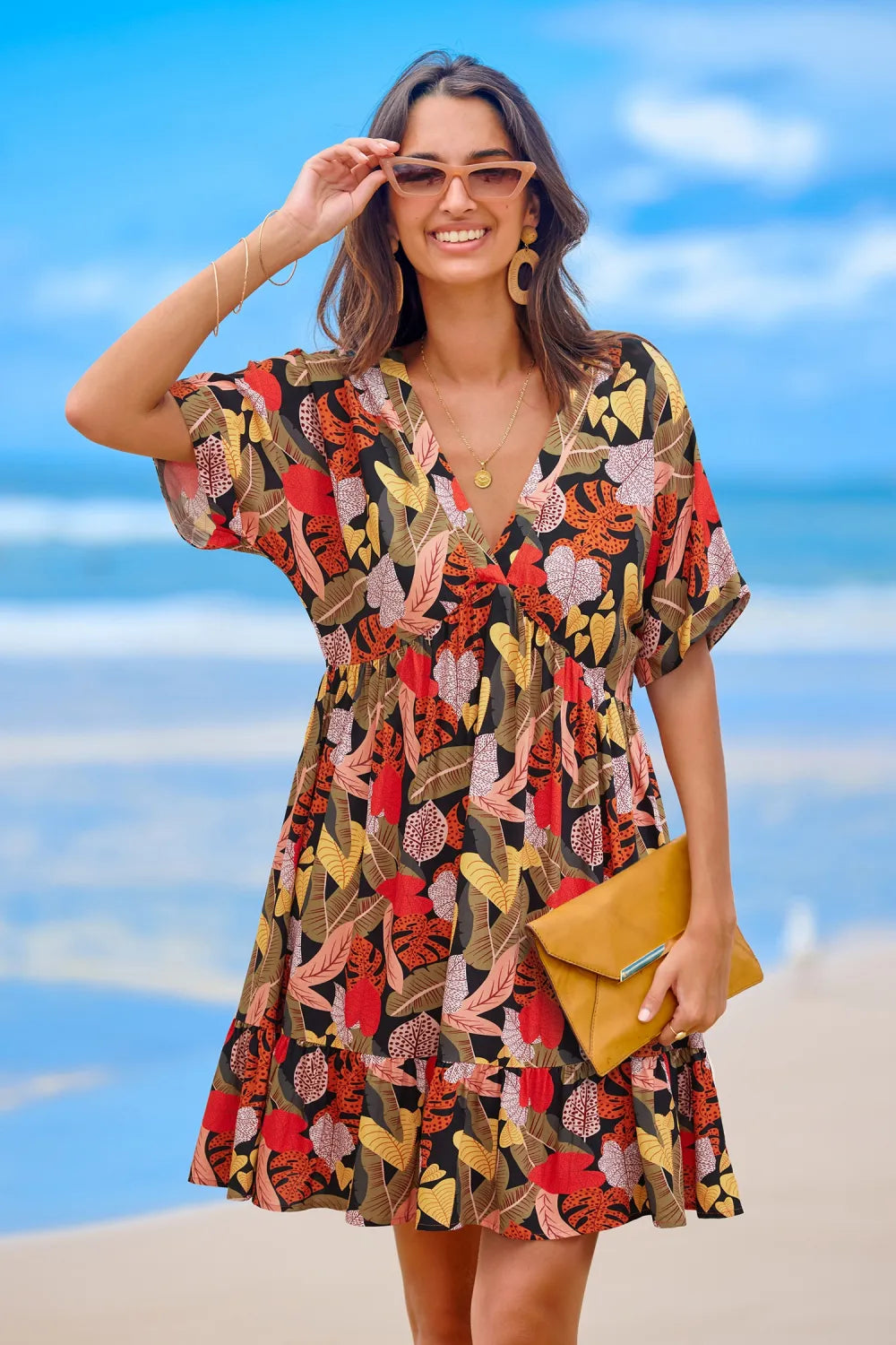 Soft Tropics Short Sleeve Mini Dress