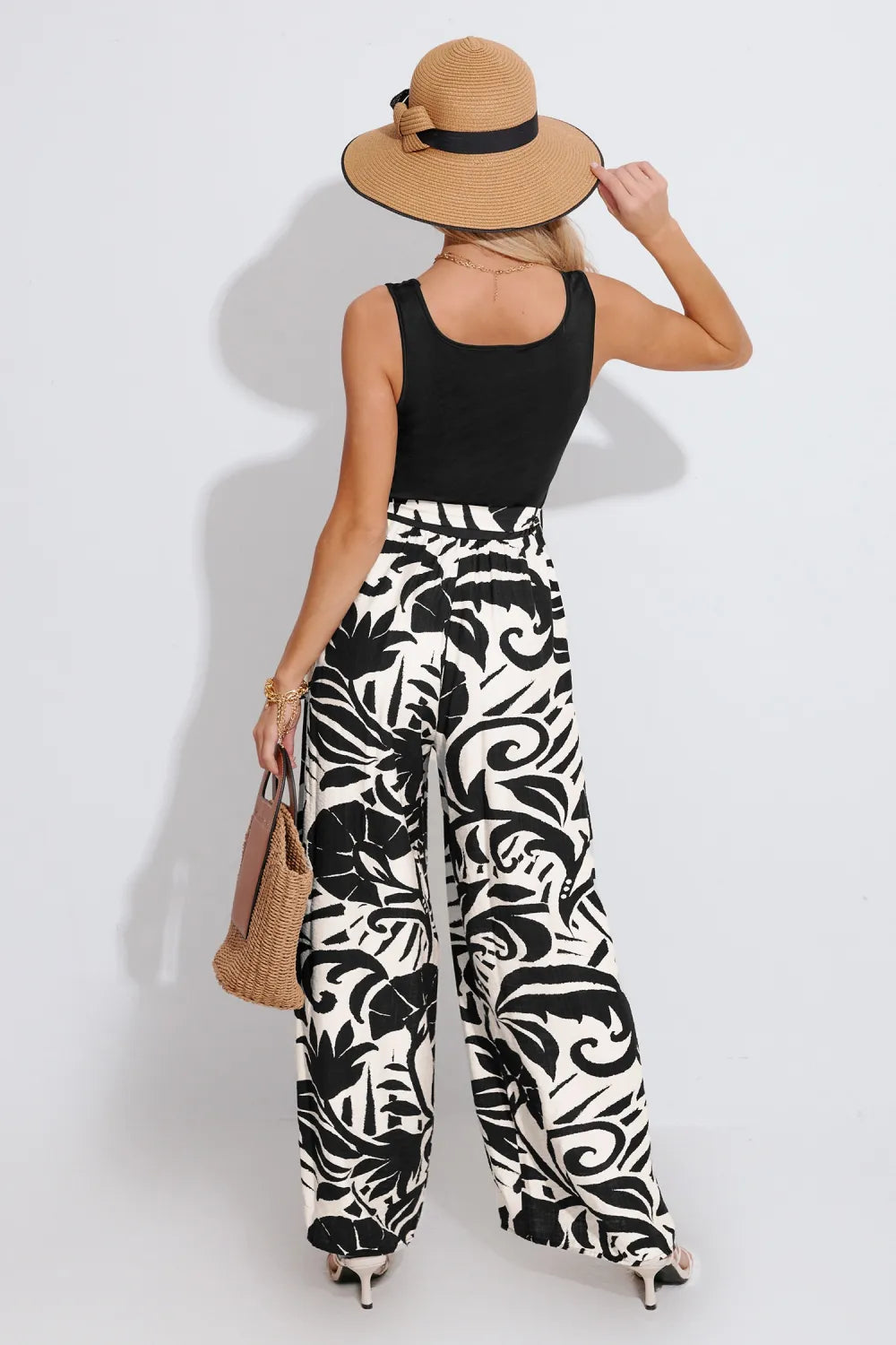 Black Square Neck Sleeveless Belted Jumpsuit