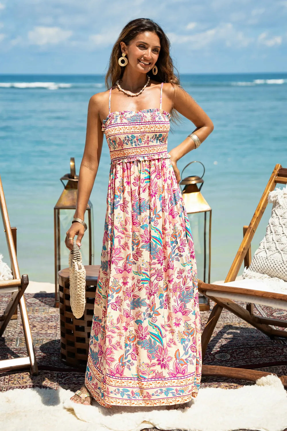 Papaya Punch Floral Maxi Dress