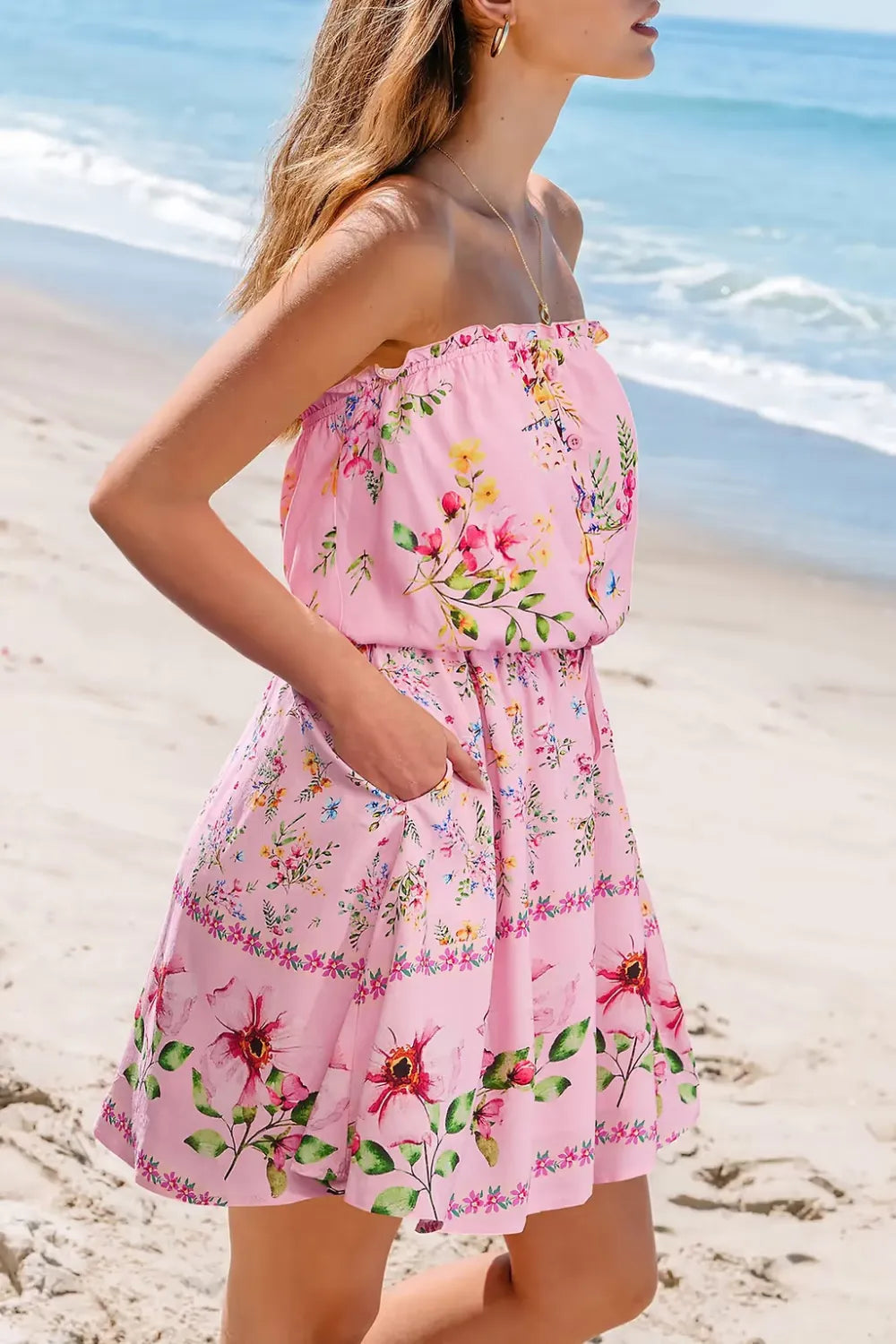 Floral Print Tie Waist Mini Dress
