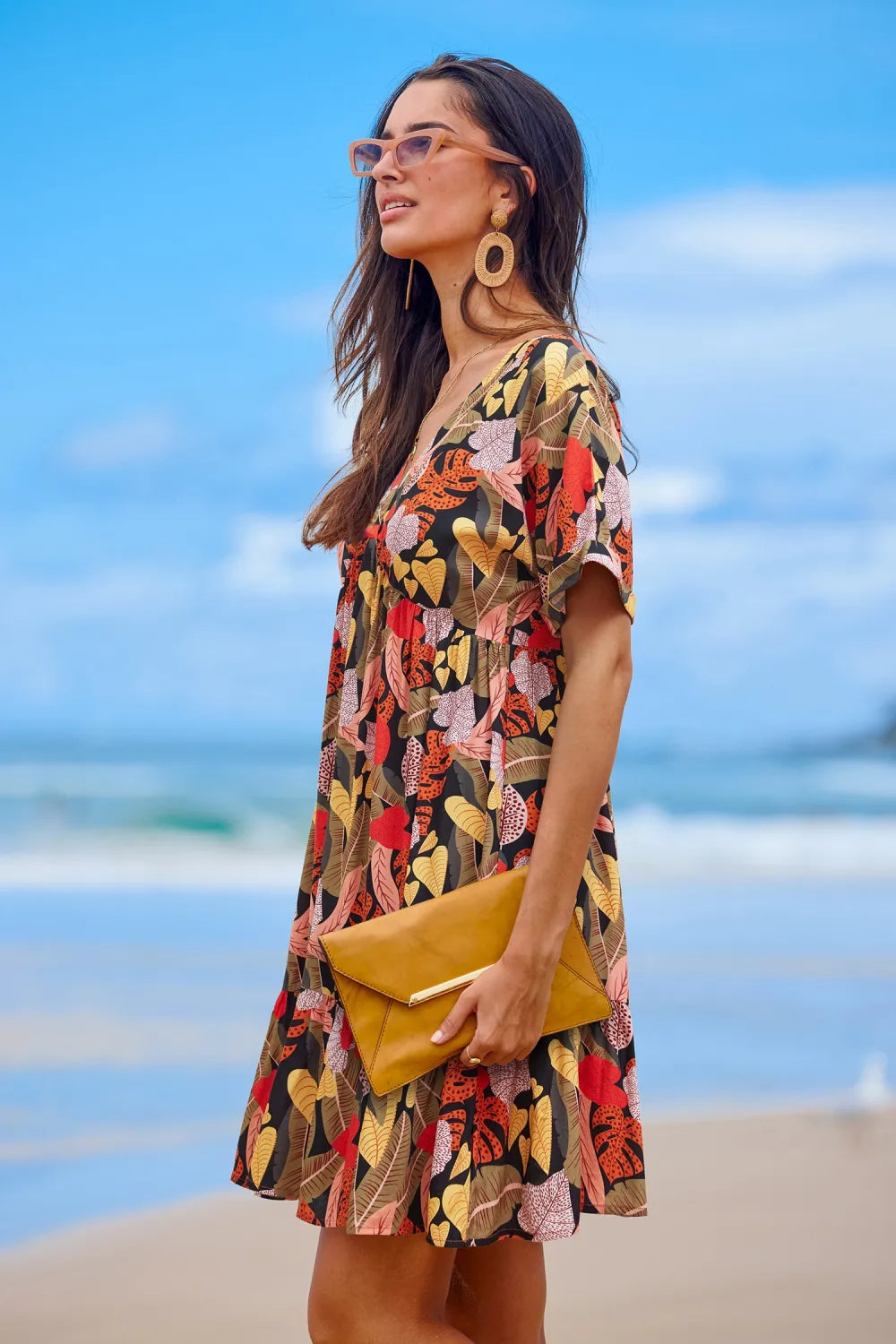 Soft Tropics Short Sleeve Mini Dress