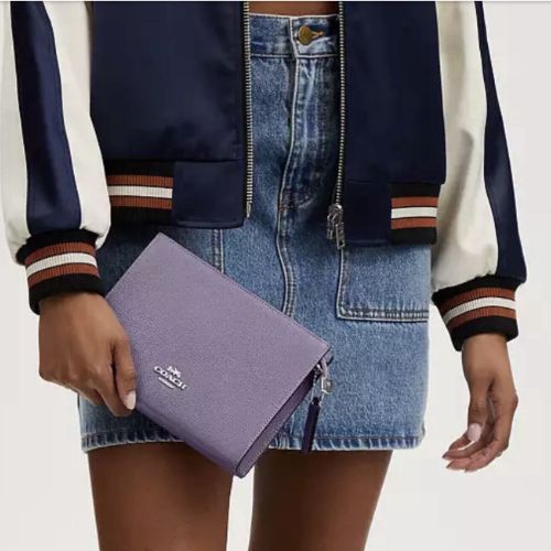 Coach Leather Slim Crossbody Bag In Violet