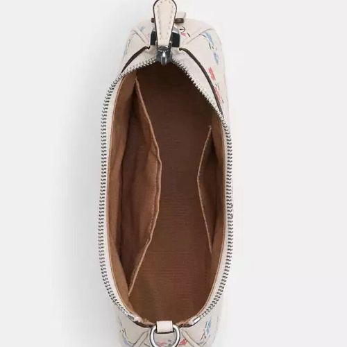 Coach Leather Teri Shoulder Bag With Floral Print In Silver/Chalk Multi